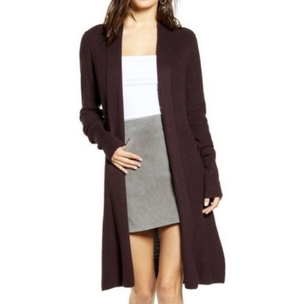 Leith longline Cardigan Sweater Burgundy